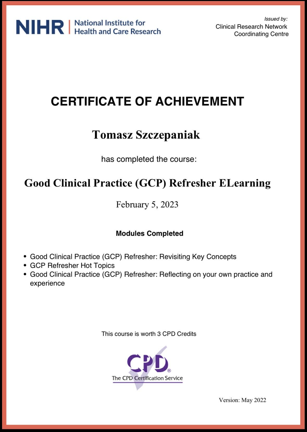 GCP Refresher Certificate